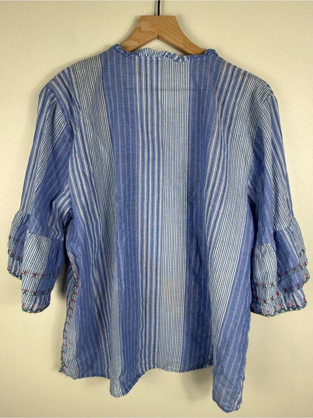 Johnny Was Jeanette Ruffle Sleeve in Aster Stripe - Picture 6 of 10